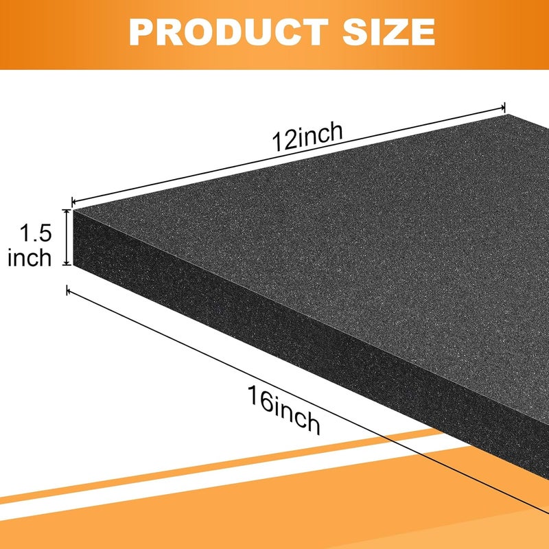 Eunice 2Pcs Polyurethane Foam Sheets - 16 x 12 x 1.5 Inch Cuttable Foam Inserts for Cases, Packing Foam Pads for Tool Box, Camera Storage and Crafts - Image 2